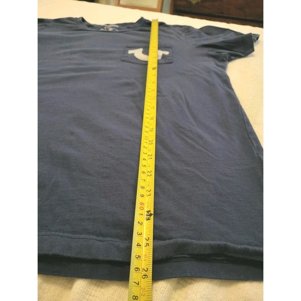 True Religion Exclamation Pocket Tee Blue Men's XL Fits Slim L / M‎ 21.5x26.5